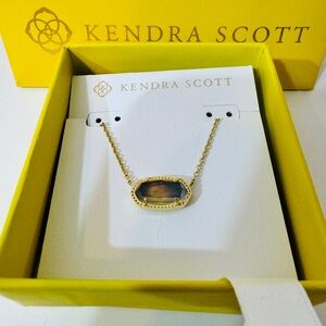 Kendra Scott Gold Necklace with Dark Stone